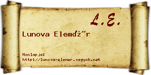 Lunova Elemér névjegykártya